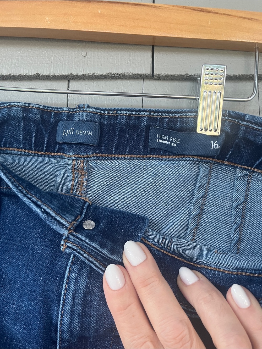 J. Jill Women's High Rise Straight-Leg Dark Blue Denim Jeans 16 - Picture 2 of 7